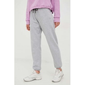 Dkny pantaloni de trening femei, culoarea gri, neted de firma original