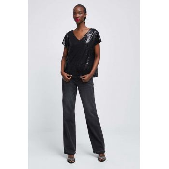 Medicine bluza femei, culoarea negru, cu imprimeu