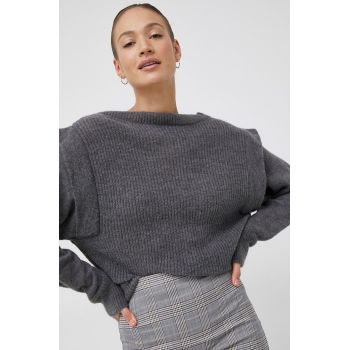 Sisley pulover din amestec de lana femei, culoarea gri,