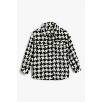 Camasa cu model houndstooth si buzunare pe piept