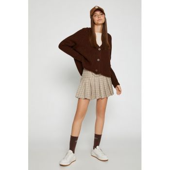 Cardigan cu decolteu in V si maneci raglan