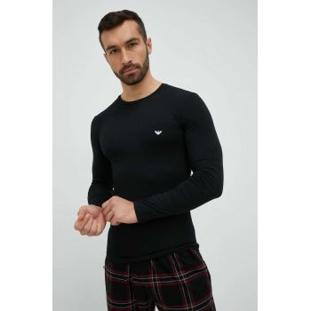 Emporio Armani Underwear longsleeve lounge culoarea negru, neted