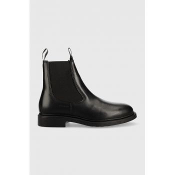 Gant ghete chelsea de piele Millbro barbati, culoarea negru