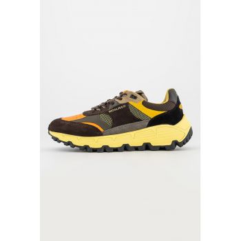 Pantofi sport colorblock cu garnituri de piele intoarsa