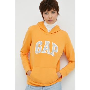 GAP bluza femei, culoarea portocaliu, cu glugă, modelator