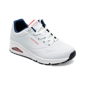 Pantofi sport SKECHERS albi, UNO, din piele ecologica