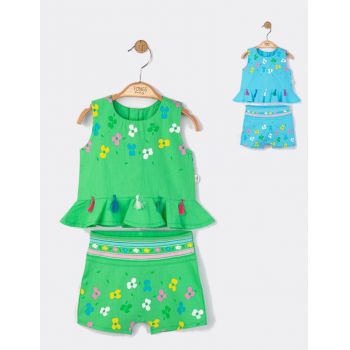Set elegant bluzita de vara cu pantalonasi pentru fetite Ciucurasi, Tongs baby
