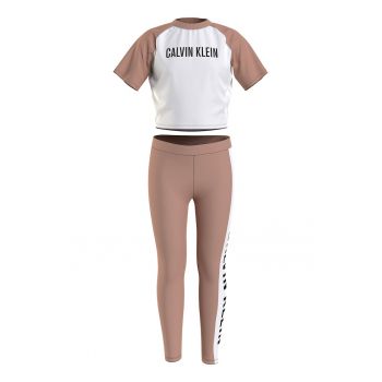 Pijama slim fit cu imprimeu logo