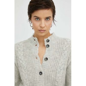 Bruuns Bazaar cardigan din lana femei, culoarea gri, light de firma original