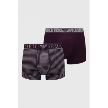 Emporio Armani Underwear boxeri 2-pack barbati, culoarea violet