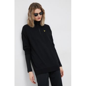 Lyle & Scott hanorac de bumbac femei, culoarea negru, neted