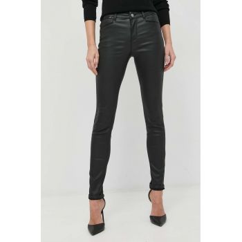 Morgan pantaloni femei, culoarea negru, mulata, high waist