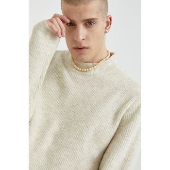 Premium by Jack&Jones pulover din amestec de lana Bluraley barbati, culoarea bej,