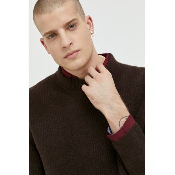 Premium by Jack&Jones pulover din amestec de lana Raley barbati, culoarea maro, cu turtleneck