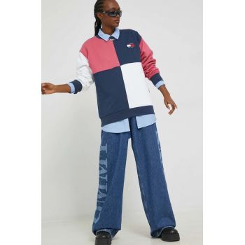 Tommy Jeans bluza femei, culoarea albastru marin, modelator