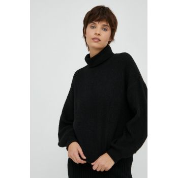 Vero Moda pulover din amestec de lana femei, culoarea negru, light, cu guler