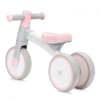 Tricicleta fara pedale pentru copii Momi Tedi Pink recomandata de la 1 an pana la greutatea maxima de 25 kg, stabila, roti sigure pentru podea, usoara, cadru robust