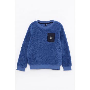 Bluza sport din blana shearling sintetica cu buzunar pe piept