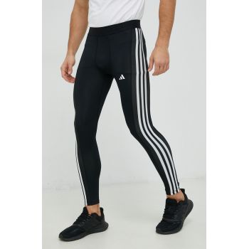 adidas Performance leggins de antrenament Techfit barbati, culoarea negru, cu imprimeu de firma originali