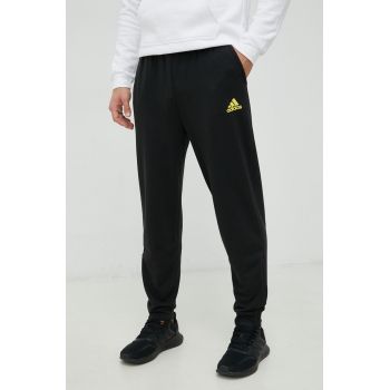 adidas Performance pantaloni de trening barbati, culoarea negru, neted