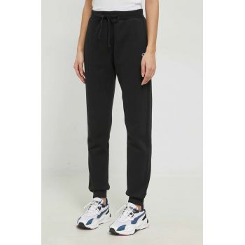 Champion pantaloni de trening femei, culoarea negru, neted