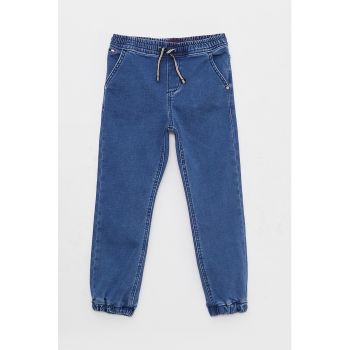 Pantaloni jogger de denim cu talie elastica de firma originali