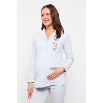 Pijama cu revere decupate - pentru gravide