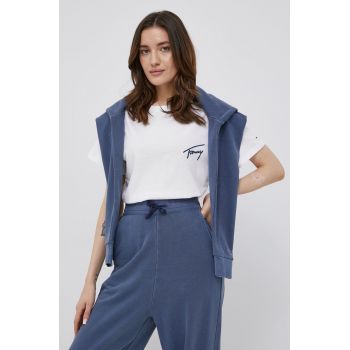 Tommy Jeans tricou din bumbac culoarea alb