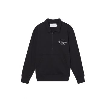 Bluza sport cu fenta cu fermoar si buzunar kangaroo
