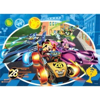 Puzzle de colorat - mickey in cursa (24 piese)