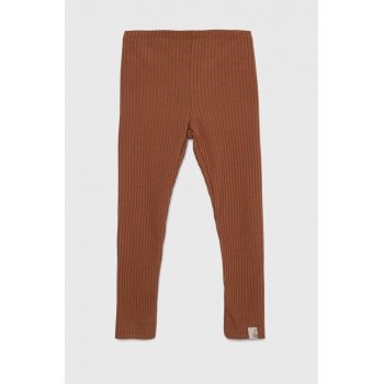 United Colors of Benetton leggins copii culoarea maro, neted