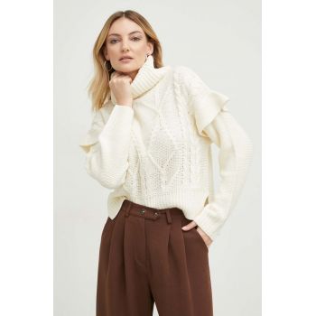 Answear Lab pulover femei, culoarea bej, cu guler