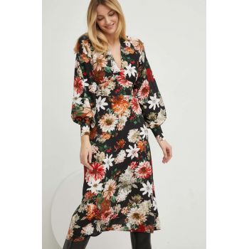 Answear Lab rochie culoarea negru, midi, evazati