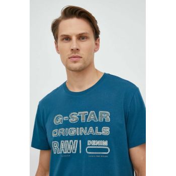 G-Star Raw tricou din bumbac culoarea verde, cu imprimeu ieftin