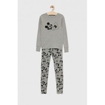 GAP pijamale de bumbac pentru copii X Disney culoarea gri, modelator