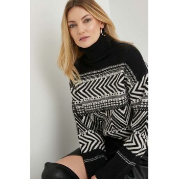 Answear Lab pulover femei, culoarea negru, călduros, cu guler