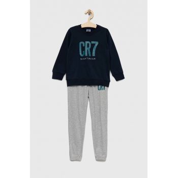 CR7 Cristiano Ronaldo pijamale de bumbac pentru copii culoarea albastru marin, cu imprimeu de firma originale