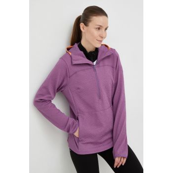 Helly Hansen hanorac Powderqueen femei, culoarea violet, cu glugă, neted de firma original