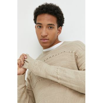 Hollister Co. pulover barbati, culoarea bej, light ieftin