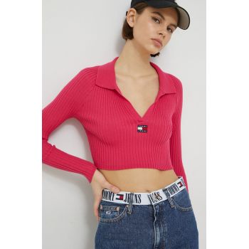 Tommy Jeans pulover femei, culoarea roz de firma original