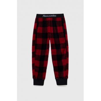 Abercrombie & Fitch pantaloni de pijama copii culoarea rosu, modelator de firma originale