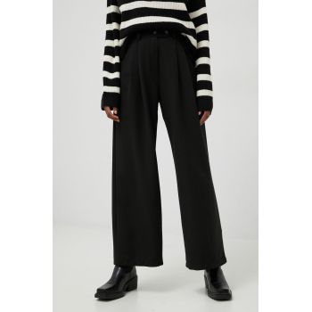 Answear Lab pantaloni femei, culoarea negru, lat, high waist