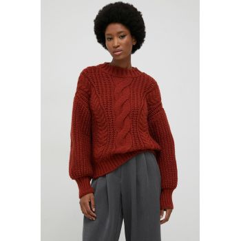 Answear Lab pulover de lana femei, culoarea maro, călduros