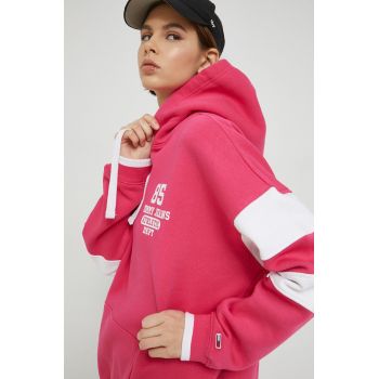 Tommy Jeans bluza femei, culoarea roz, cu glugă, modelator