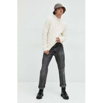 Abercrombie & Fitch pulover barbati, culoarea alb de firma original