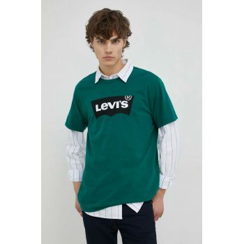 Levi's tricou din bumbac , culoarea verde, cu imprimeu ieftin