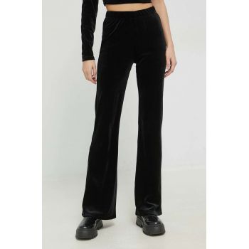 Only pantaloni femei, culoarea negru, evazati, high waist