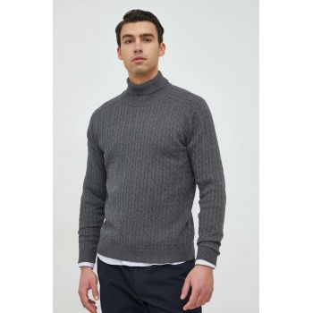 Selected Homme pulover de bumbac barbati, culoarea gri, light, cu guler