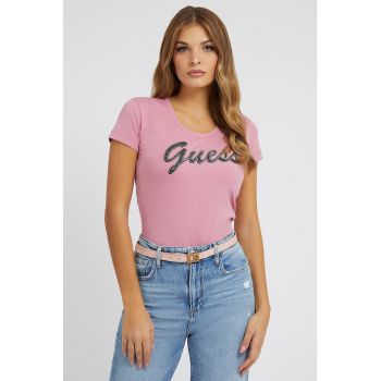 Tricou din amestec de bumbac decorat cu imprimeu logo