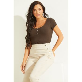 Tricou striat cu aplicatii de strasuri